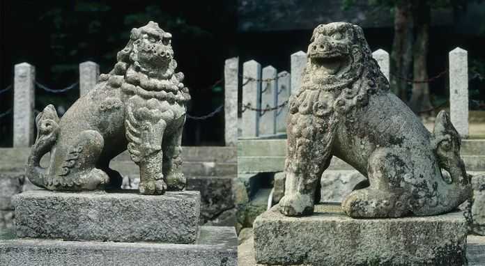 魔除狛犬石像｜元伊勢籠神社 鎌倉時代